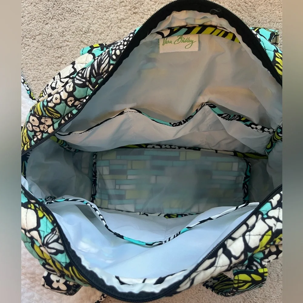 Vera Bradley Aqua and Green Quilted Baby Bag w/Changing Pad - Picture 3 of 8